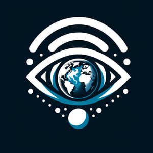 Global Connectivity Logo Design | Earth-eye Symbol with Data Streams