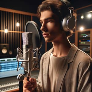 Professional Singer in Modern Recording Studio | Passion & Focus