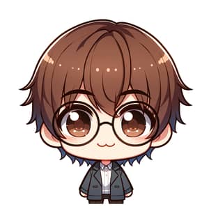 Chibi Anime Boy with Big Round Glasses | Simple Design