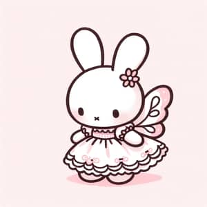 White Bunny with Butterfly Wings in Charming Sanrio Style