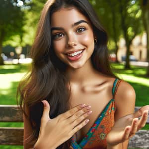 Hispanic Girl Speaking Outdoors | Captivating Expression