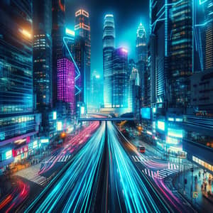 Futuristic Cyberpunk Cityscape - Vibrant Nighttime Scene