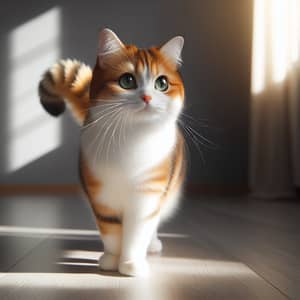 Elegant Ginger and White Cat in Domestic Setting