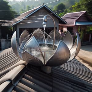 Lotus-Shaped Rainwater Collection Device at Quaint House