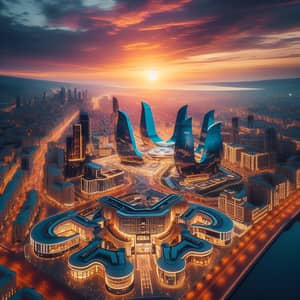 Baku City Sunset: Modern Architecture & Vivid Cityscape