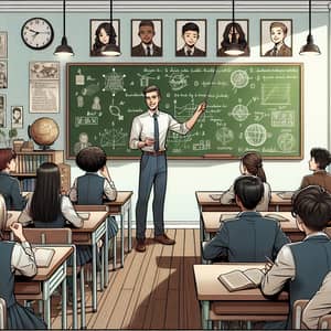 Anime Style Classroom: Male Teacher Teaching Social Studies to Gifted Students