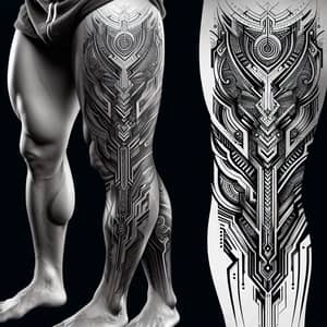 Full-Leg Tribal Hitech Tattoo Design