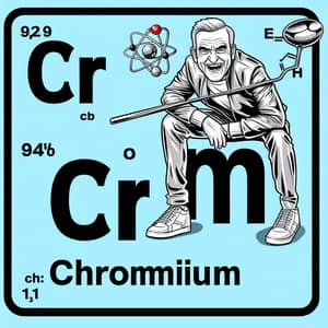 Humorous Chromium (Cr) Element Image: Atomic Structure & Fun Comics!