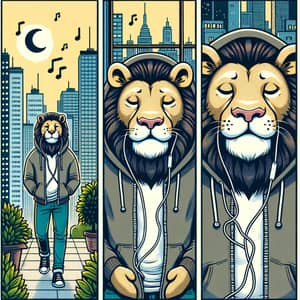 Cool Lion in the City: A Comic Style Journey