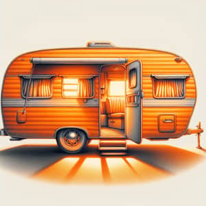 Classic Orange Caravan with Middle Doors Open