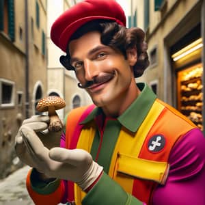 Italian Plumber Eating Mushroom: Fun & Quirky Character Design