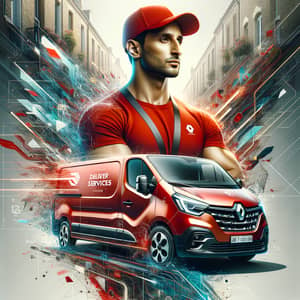 Vibrant Delivery Services Advertisement with Renault Trafic 2 Van