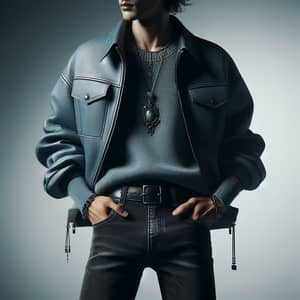 Fashionable Outfit Showcase: Stylish Blue Jacket & Black Jeans