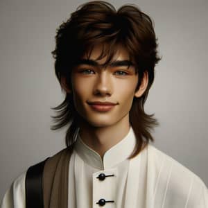 Stylish East Asian Man with Mullet Hair | High-Fashion Look