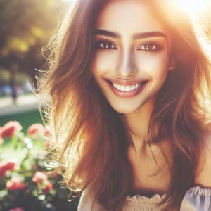 Captivating Smile - Young Middle-Eastern Girl in Sunlit Park