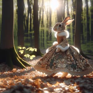 Easter Rabbit in Zuhair Murad Dress Walking Through Sunlit Forest
