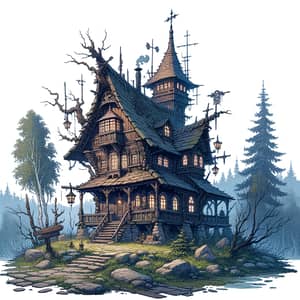 Dark Magic Cottage Fantasy Illustration