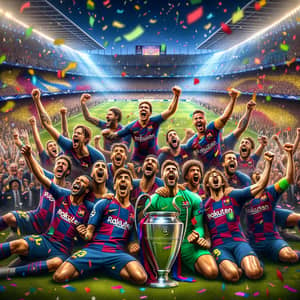 Barcelona Football Team Celebrates Victory in Champions League Finals
