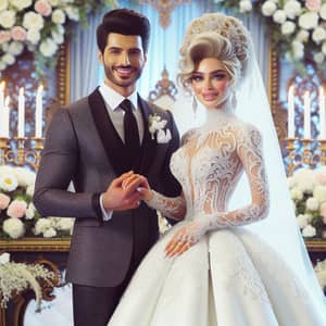 Elegant Middle Eastern Wedding Couple Exchanging Vows