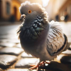 Gorgeous Pigeon on Cobblestone Street | Wildlife Photography