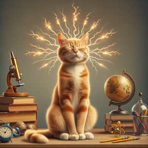 Orange Cat Charging Brain Cells: A Delightful Scene of Feline Intellect