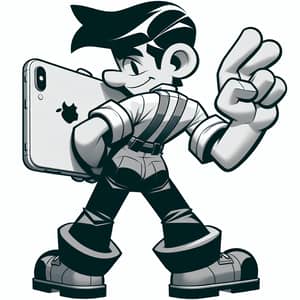Animated Young Man with iPhone - Stylized Portrait in 2D Art