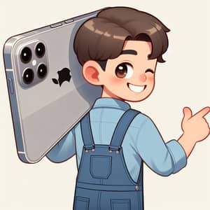 Playful Young Man with Oversized iPhone - Animated Scene