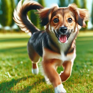 Joyful Medium-Sized Dog with Shiny Coat | Playful Pet in Green Park