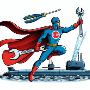 Superhero Flying to Submarine | Work Safety Theme | STSIS Logo