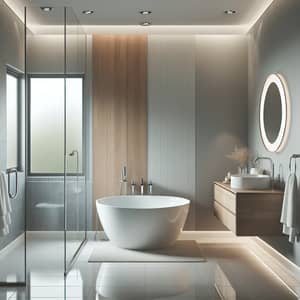 Modern Bathroom Renovation with Freestanding Bathtub and Stylish Fixtures