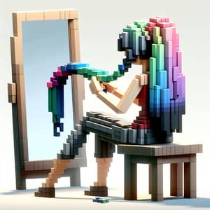 Roblox Woman Braiding Her Hair: Colorful Avatar in Virtual World