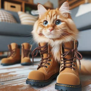 Cat Wearing Boots - Cute Feline Footwear