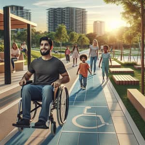 Inclusive City Park with Accessible Pathways and Joyful Atmosphere