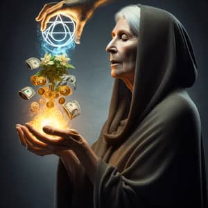 Female Philosopher Alchemist Transforming Capitalism Symbol