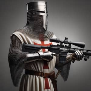 Medieval Crusader with Modern Sniper Rifle