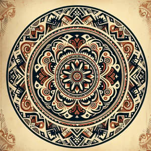 Intricate Earthy Tone Geometric Round Pattern | Hand-Painted Inks