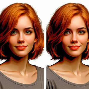Hyperrealistic Portrait of a Woman with Orange Hair