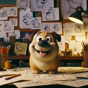 Vintage Cartoon Dog Animator | Old-school Animation Studio Vibes