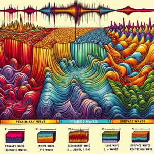 Educational Illustration of Seismic Waves Transforming into Abstract Art