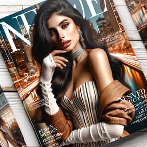 Captivating Fashion Magazine Cover with Hispanic Female Model | Latest Trends & Luxury Lifestyle