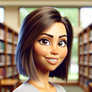 Charming 30-Year-Old Hispanic Woman in Library
