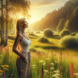Empowering Menopausal Woman Embracing Nature | Tranquil Beauty