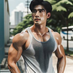 Fit Asian Man in Tank Top | Muscular Physique