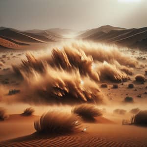 Desert Sandstorm: Eerie Beauty of Terracotta Dunes