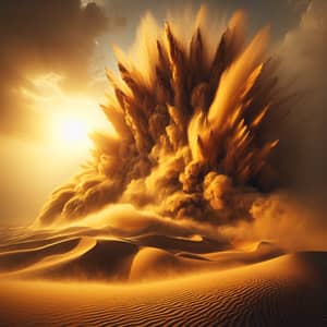 Golden Sandstorm in Vast Desert - Spectacular Natural Phenomenon