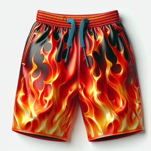 Vibrant Fire-Themed Mid-Length Shorts | Red, Orange, Yellow Flames