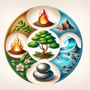 Zen-Like Feng Shui Illustration with Five Elements