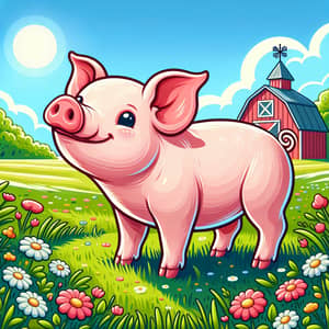 Adorable Pig in Natural Setting | Pink Skin, Curvy Tail
