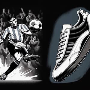 Maradona Footballer Illustration Scoring Goal with Stylish Nike TN Sneaker