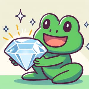 Pepe Meme Frog Holding a Shiny Gem